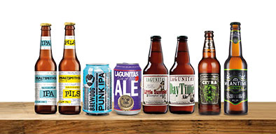 Selection of craft beers in bottles and cans