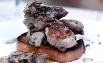 Partridge on Grilled Bread with Mushrooms & Brandy
