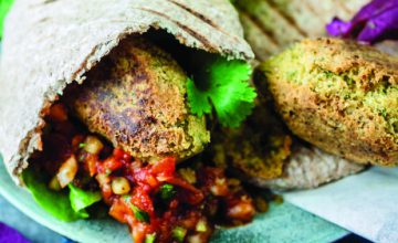 Falafel Flatbread with Salsa Dressing