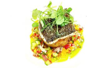 Pan Fried Cod, Fondant Potato & Gazpacho Salsa