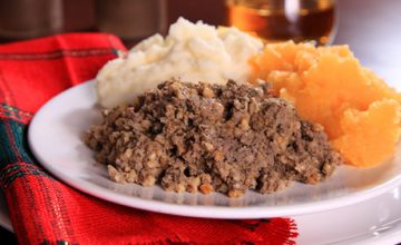 Haggis Croquettes, Caramelised Turnip Purée, Potato Tuille & Whisky Cream