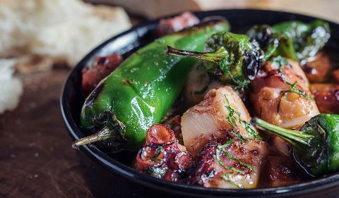 Chargrilled Octopus with Padron Pepper & Chorizo/Take Stock magazine