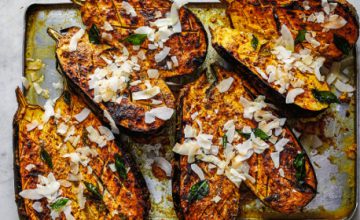 Roasted Aubergines with Fresh Coconut