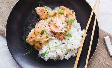 Steamed Salmon in Ginger & Spring Onion Sauce