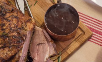 Shallot, Red Wine & Rosemary Sauce with Roasted Lamb