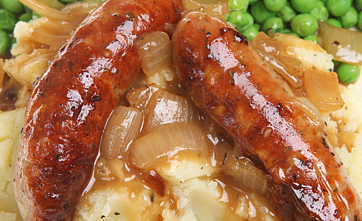 Sausage and mash on a plate