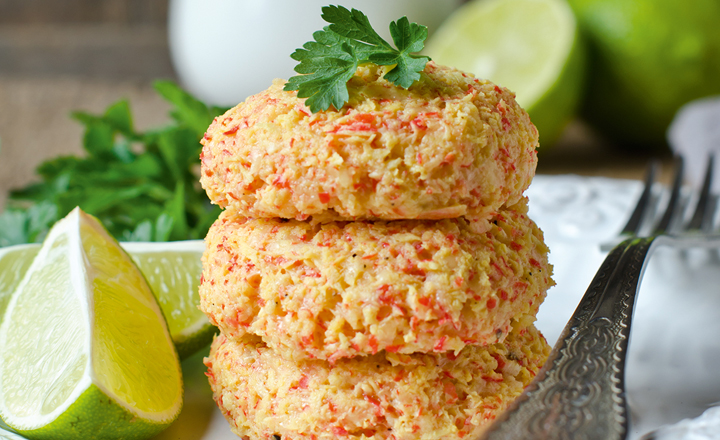 Three Cromer Crab Cakes on a plates