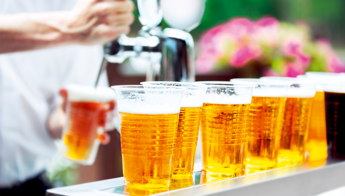 Beer being served in the beer garden