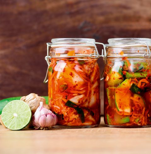 Kimchi in a mason jar