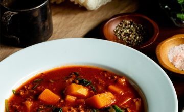 Beef Broth Soup with Butternut Squash Chunks