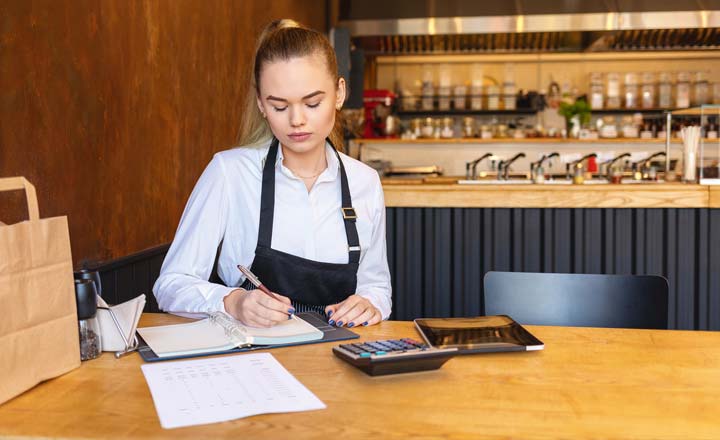 Woman looking at paperwork