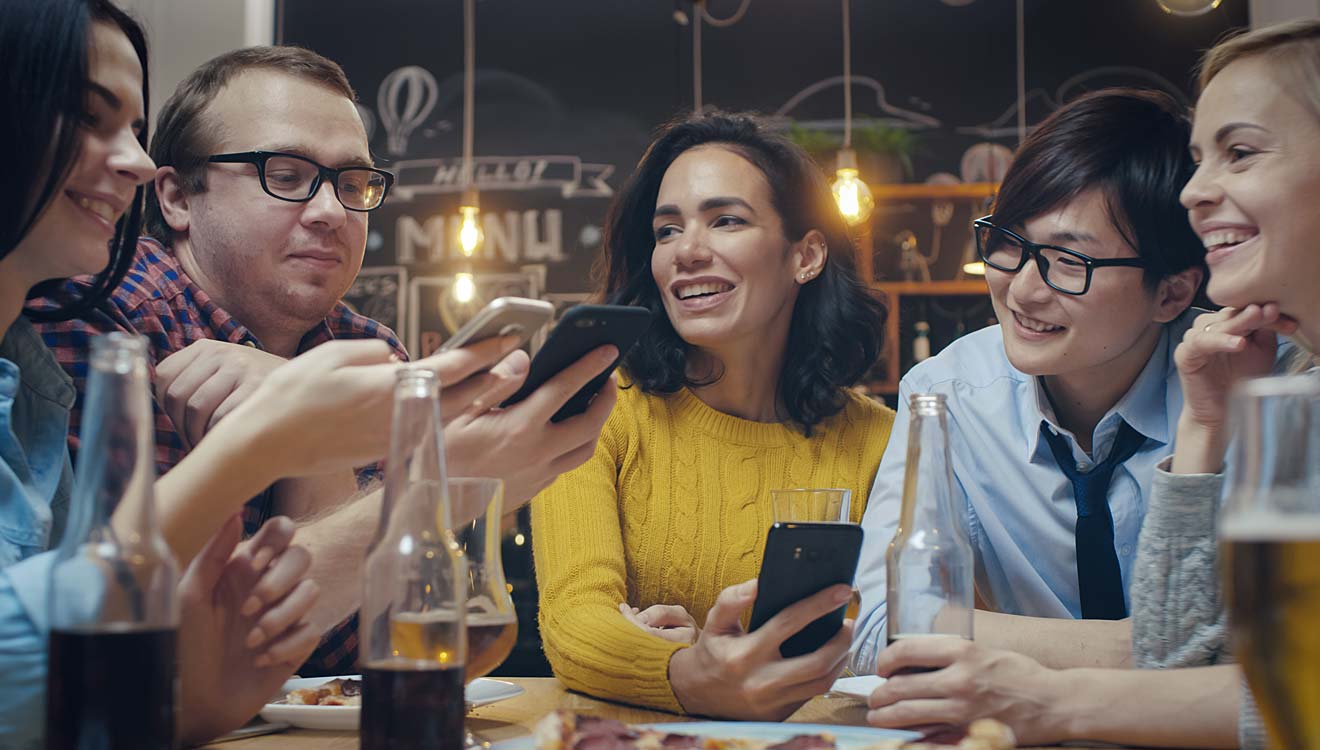 Friends ordering food through an app