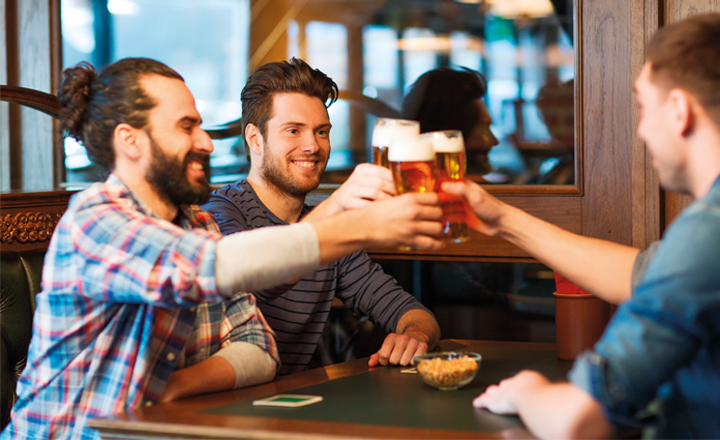 Men doing cheers