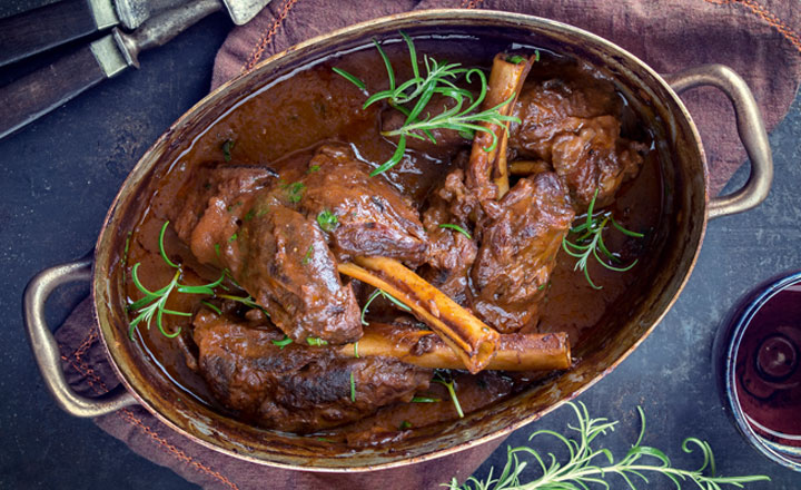 Lamb shanks in pot