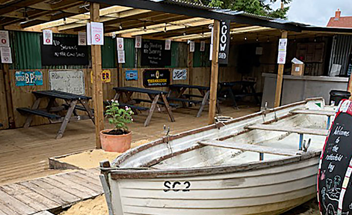 Boat in pub garden