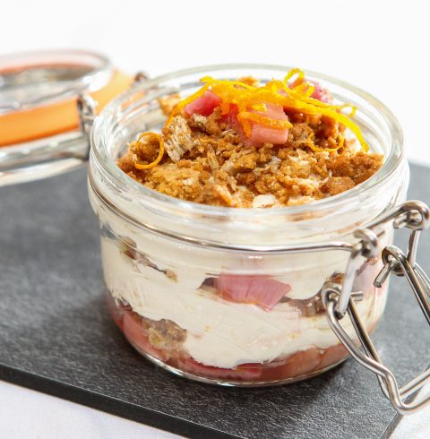 Rhubarb Fool with Ginger Crunch