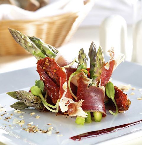 Asparagus with Parma Ham & Parsley Dressing