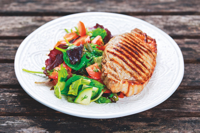 Pork loin and salad