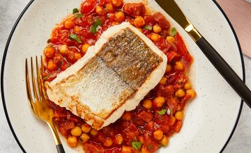 Baked Hake with Chorizo and Chickpeas