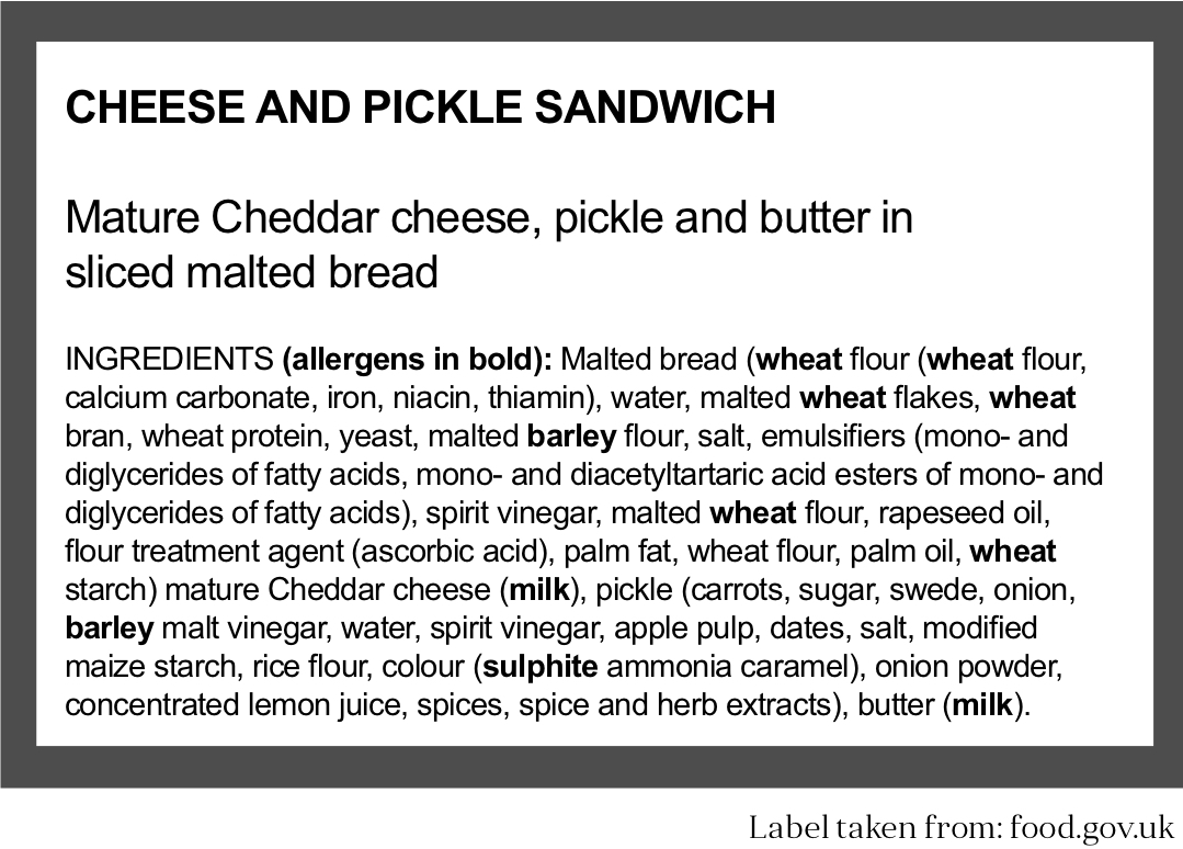 Allergen label example