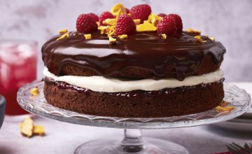 Gluten-Free Chocolate Cake with Raspberries and Honeycomb