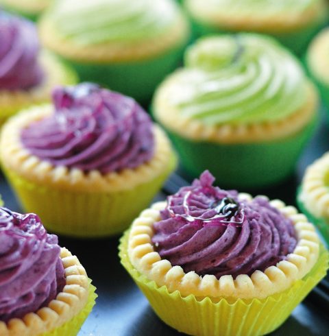 Purple and green pastry tarts