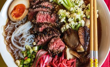 Porcini Sesame Crusted Steaks Ramen