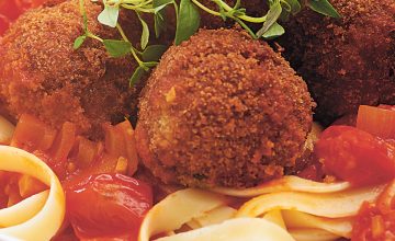 Vegan Balls with White Beans & Mushroom in a Tomato Sauce