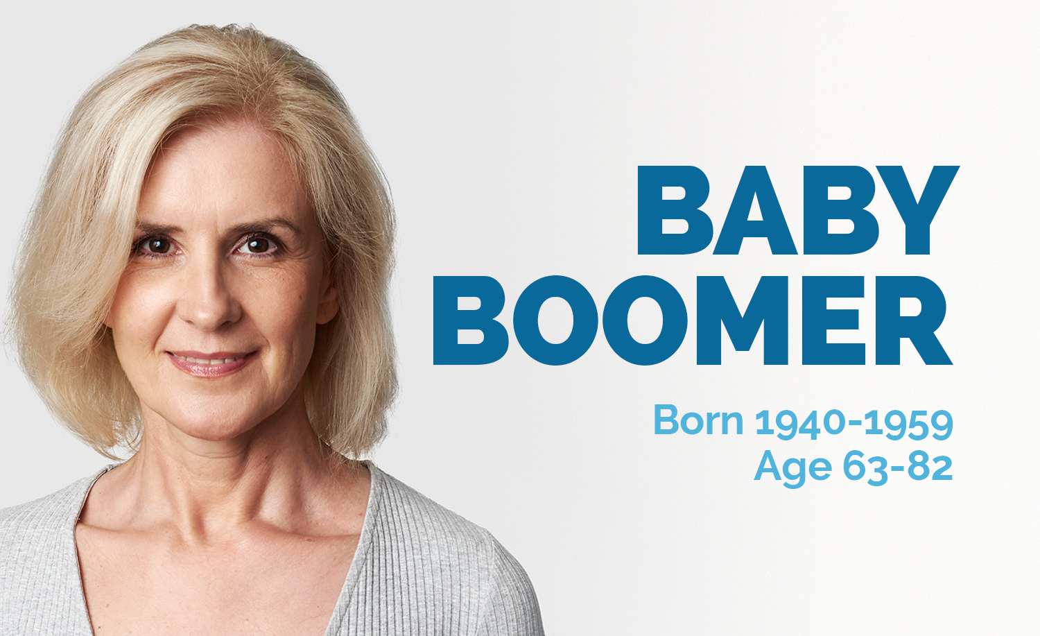 Baby boomer woman with demographic detail