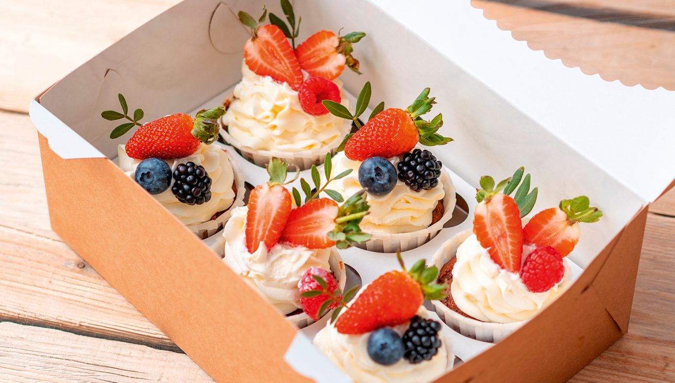 Fruit cupcakes in box