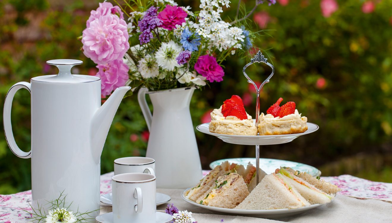 Afternoon tea sandwiches and cakes