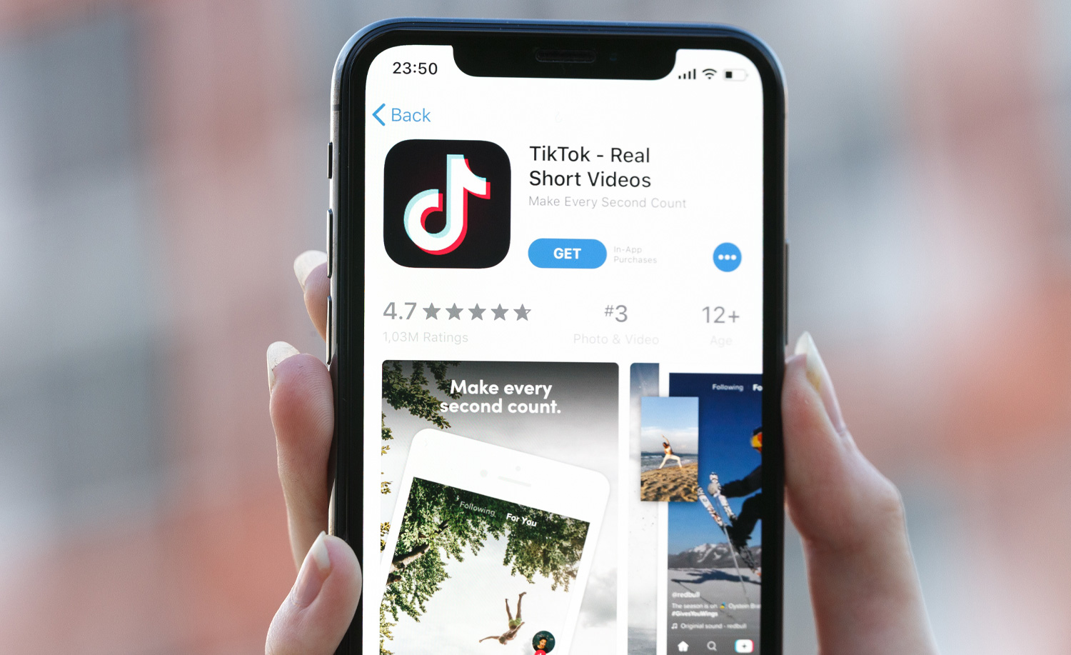 Tiktok app on phone screen