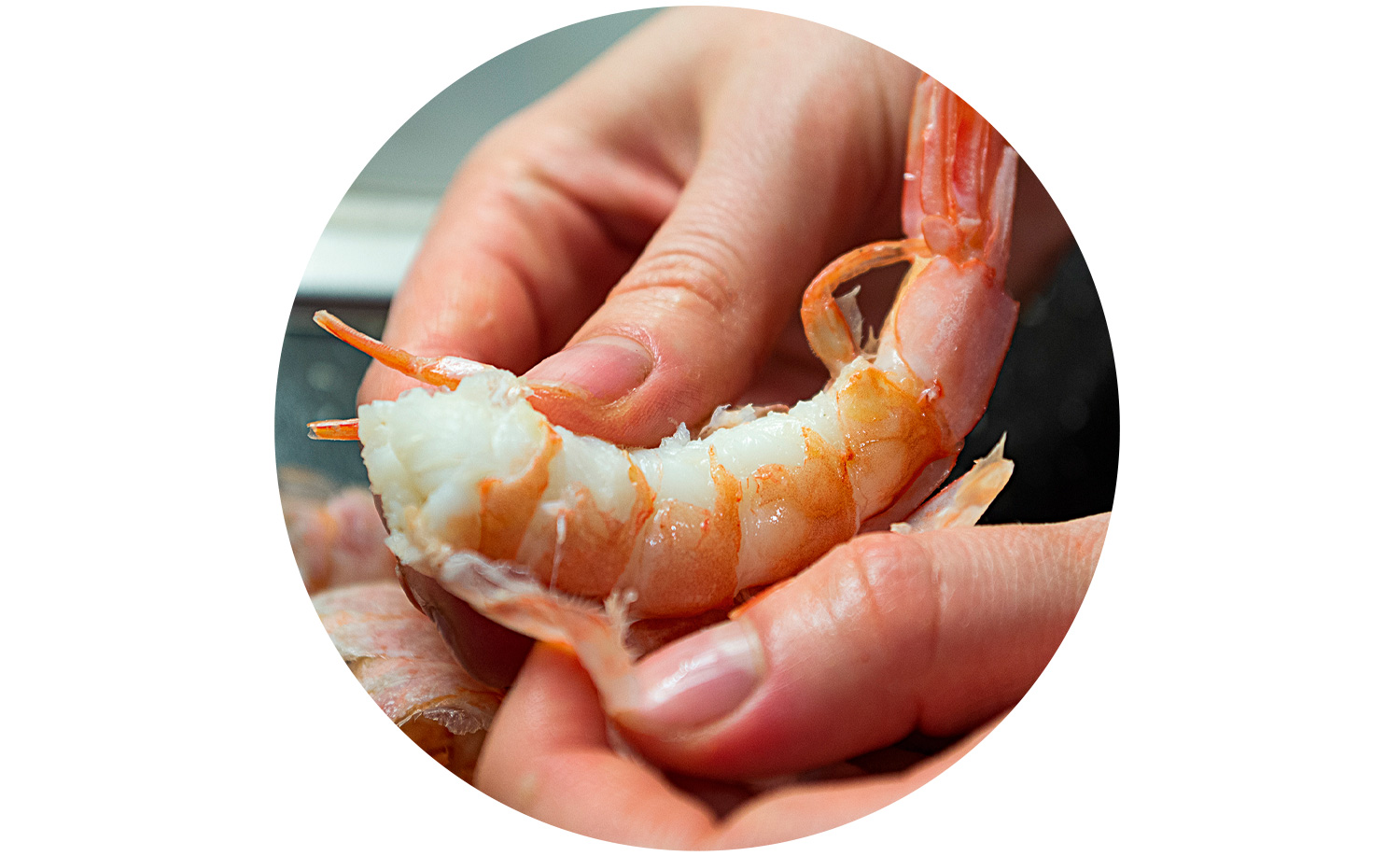 Peeling prawns