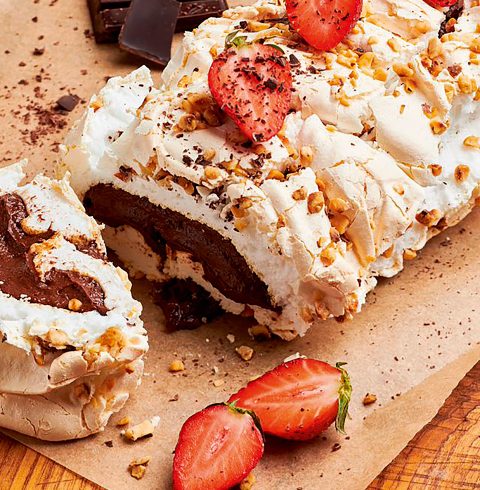 Hazelnut Meringue Roulade