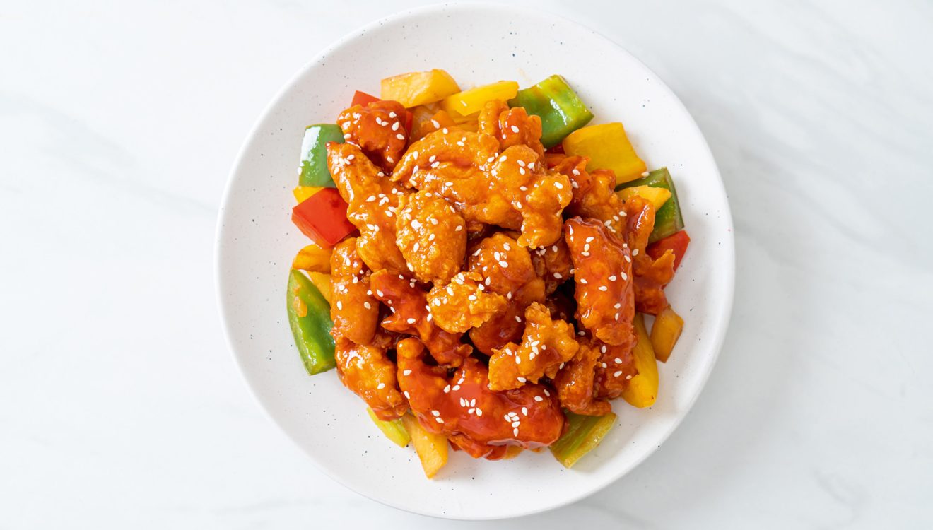 Chicken katsu with peppers