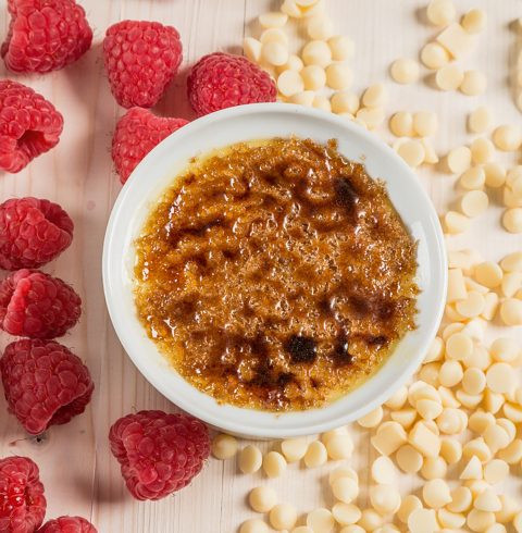 Raspberry and White Chocolate Crème Brûlée