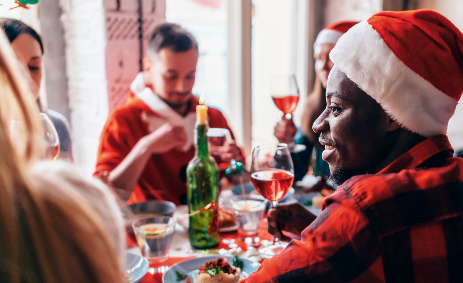 Customers enjoying a pub Christmas meal