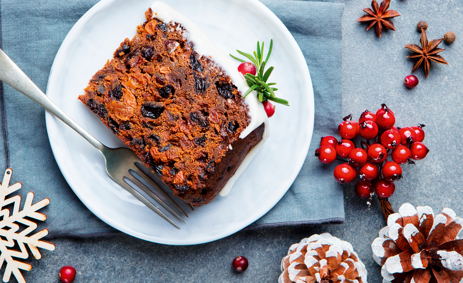 Slice of Christmas cake