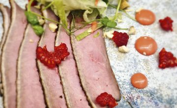 Home-Smoked Duck Breast with Raspberry and Cashew Nut Salad