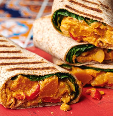 Korma Butternut Squash and Sweet Potato Wrap