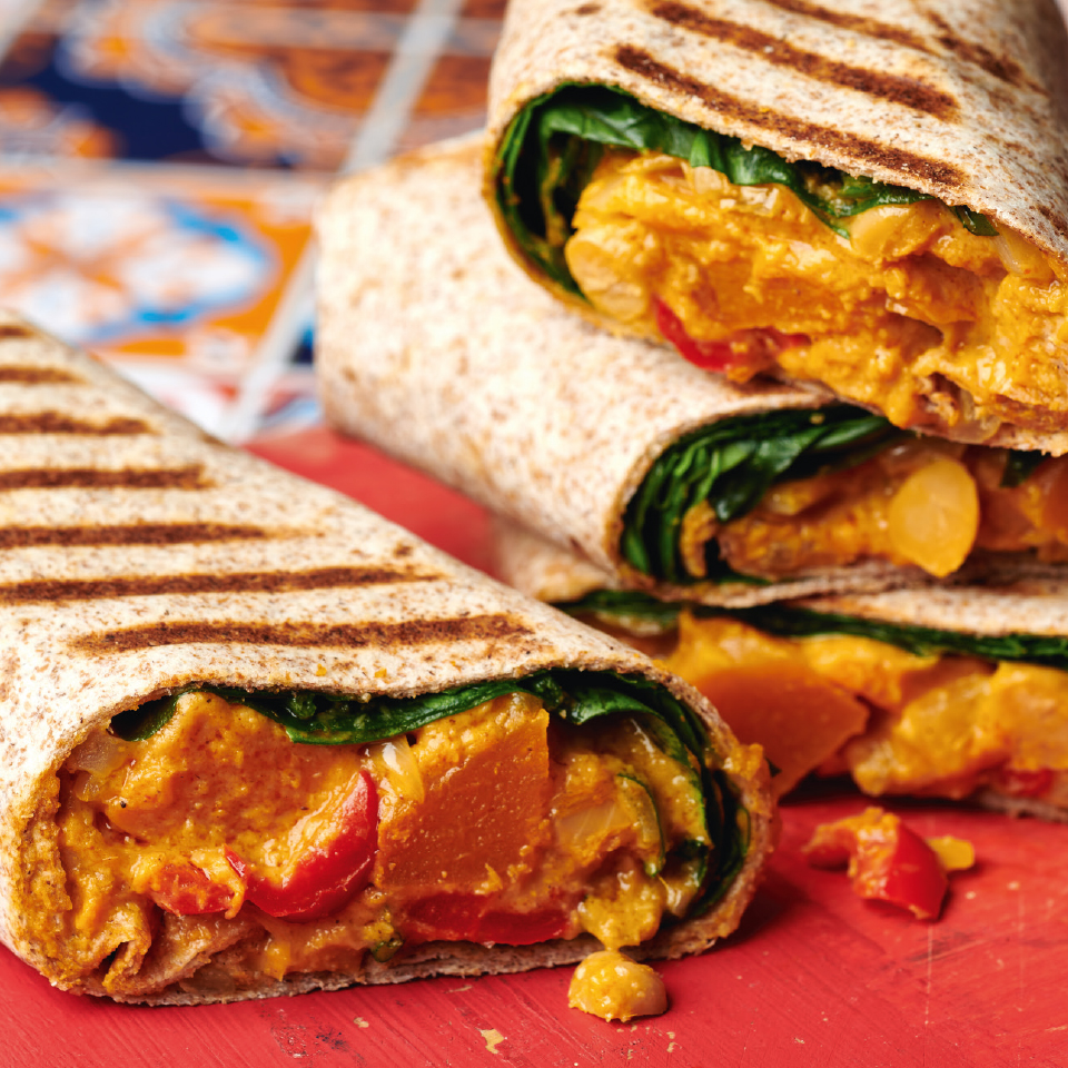 Korma Butternut Squash and Sweet Potato Wrap