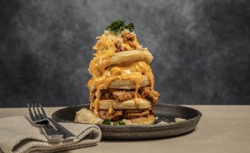 Pulled pork nacho pancakes