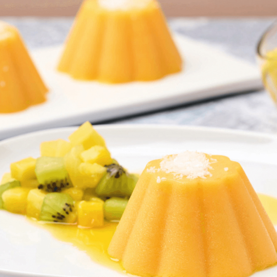 Orange Mango & Coconut Jelly with a Tropical Fruit Salad