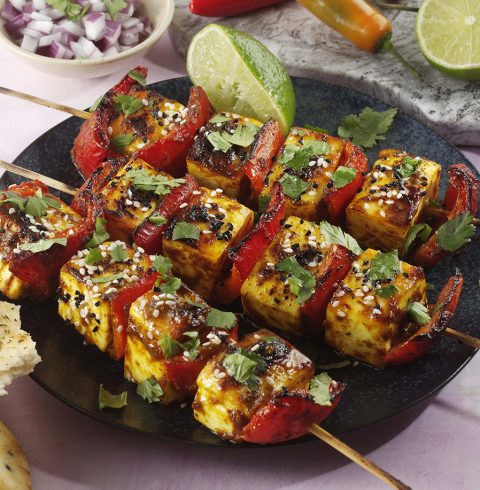 Sticky Sweet Chili Paneer Skewers
